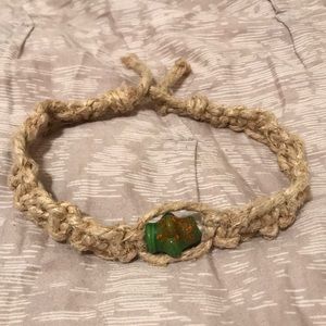 Hemp choker, glass bead